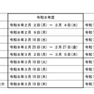 令和8年度長野県立高等学校入学者選抜の実施日程