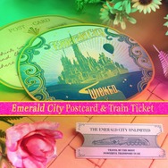 エメラルドシティ行きの切符とエメラルドシティのポストカード(C) Universal City Studios LLC. All Rights Reserved.