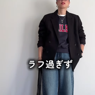 【GU】ジャケットで脱・普通！ロゴスウェットを品よく格上げする大人のデニム着こなし術【40代の毎日コーデ】