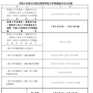 令和9年度大分県立高等学校入学者選抜のおもな日程