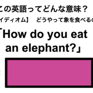 この英語ってどんな意味？「How do you eat an elephant?」