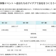 起業家体験イベント「自分たちのアイデアで会社をつくろう」日程