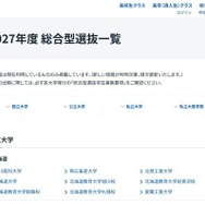 2027年度総合型選抜一覧
