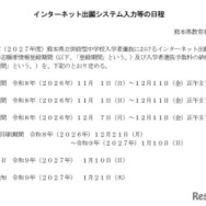 インターネット出願システム入力等の日程