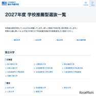 2027年度 学校推薦型選抜一覧