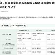 令和9年度東京都立高等学校入学者選抜実施要綱・同細目