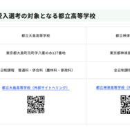 島外生徒受入選考の対象となる都立高等学校