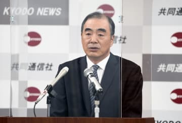 共同通信放送協議会運営委員会で講演する中国の孔鉉佑駐日大使＝16日午後、東京都港区