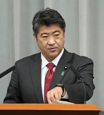 記者会見する木原官房副長官＝21日午前、首相官邸
