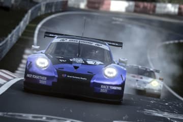 人工知能（AI）のドライバーと対戦する自動車レースゲームのイメージ（ソニーグループ提供・共同）