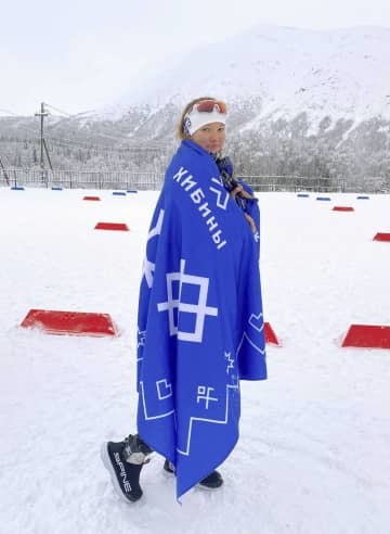 ベラルーシからポーランドに逃れたノルディックスキー距離女子ダリヤ・ドリドビッチ選手＝2021年11月、ロシア国内（セルゲイ・ドリドビッチさん提供、ロイター＝共同）