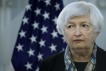 ジャネット・イエレン米財務長官＝13日、ワシントン（ゲッティ＝共同）