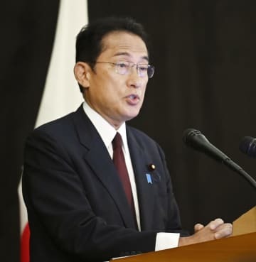 G7サミットが閉幕し、記者会見する岸田首相＝28日、ドイツ・ミュンヘン（代表撮影・共同）