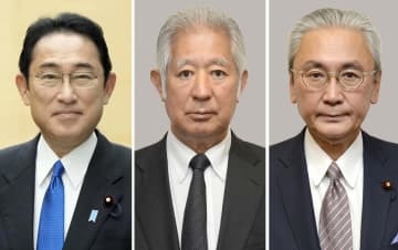 左から岸田文雄首相、森英介氏、古屋圭司氏