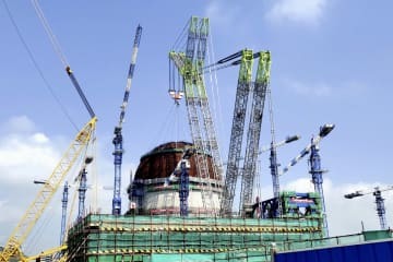建設中の中国福建省ショウ州原発＝8月（CNS＝共同）