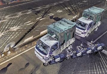 大阪府警が確立した新鑑定法により作成された、事故車両を投影した3Dモデルの見本（府警提供）