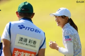 好位置でバックナインに入っているアマチュアの馬場咲希（撮影：福田文平)
