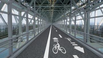 大鳴門橋に設置される自転車道のイメージ（徳島県提供）