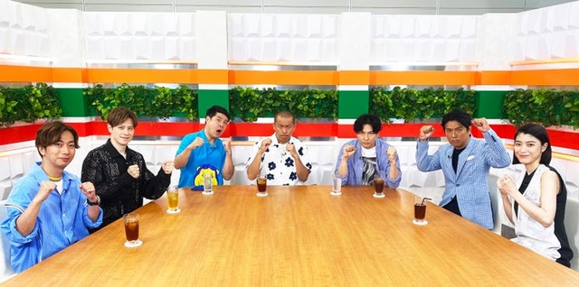 （左から）河合郁人、ウエンツ瑛士、タカ、トシ、生田斗真、高橋克典、成海璃子（C）テレビ朝日