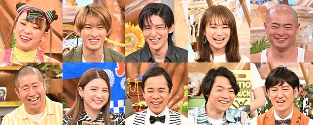 （上段左から）フワちゃん、向井康二、目黒蓮、秋元真夏、あばれる君（下段左から）澤部佑、川島海荷、岡村隆史、伊沢拓司、田中直樹（C）TBS