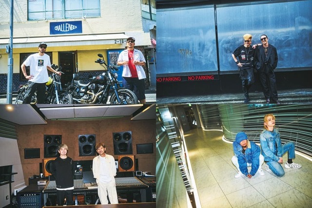 （上段左から）長瀬智也＆RED RICE、若旦那＆氣志團・綾小路翔（下段左から）SHOCK EYE＆ポルノグラフィティ・新藤晴一、HAN-KUN＆SKY-HI（提供写真）