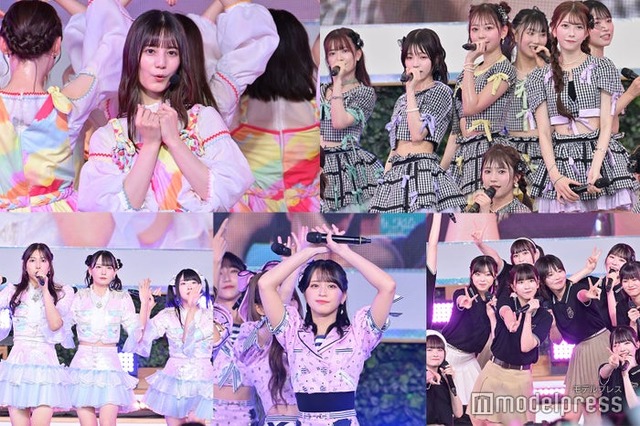 （左上から時計回りで）日向坂46、AKB48、≒JOY、＝LOVE、≠ME（C）モデルプレス