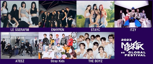 （上段左から）LE SSERAFIM、ENHYPEN、STAYC、ITZY（下段左から）ATEEZ、Stray Kids、THE BOYZ（提供写真）