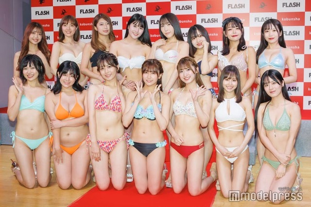 （後列左から）北島萌加、本間ミサ、佐伯桃子、白石時、つぶらあい、りん、織田いちか、成瀬結愛（前列左から）永野蘭、朝野ナツ、宮川みやび、磯貝花音、由利美桜、遠藤まめ、三葉ゆあ（C）モデルプレス