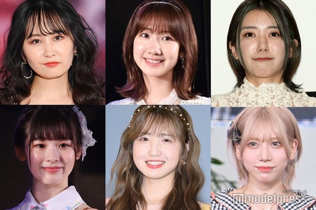 2023年にAKB48から卒業を発表したメンバー／（上段左から）山邊歩夢、柏木由紀、大西桃香（下段左から）浅井七海、本田仁美、茂木忍（C）モデルプレス