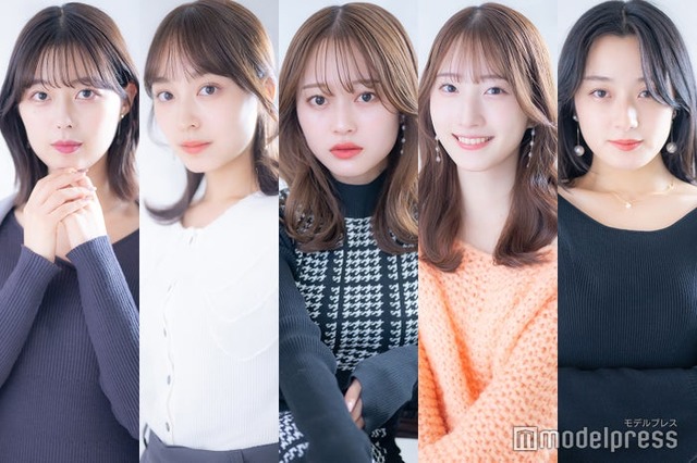 「ミス立教コンテスト2023」ファイナリスト（左から）後藤千乃さん、山本莉子さん、河邊仁紀さん、橋本華歩さん、押味桐ゑさん（C）モデルプレス
