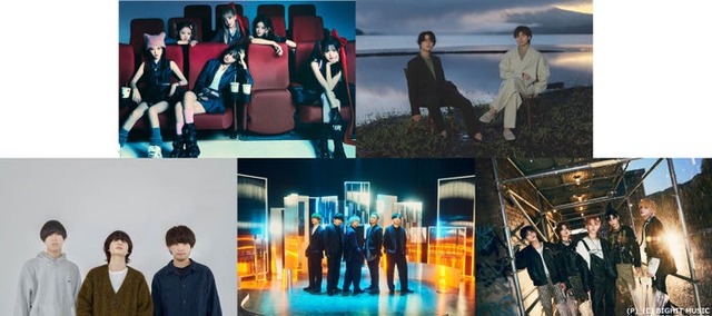 （左上から時計回りで）IVE、King ＆ Prince、TOMORROW X TOGETHER、Da-iCE、シャイトープ（提供写真）