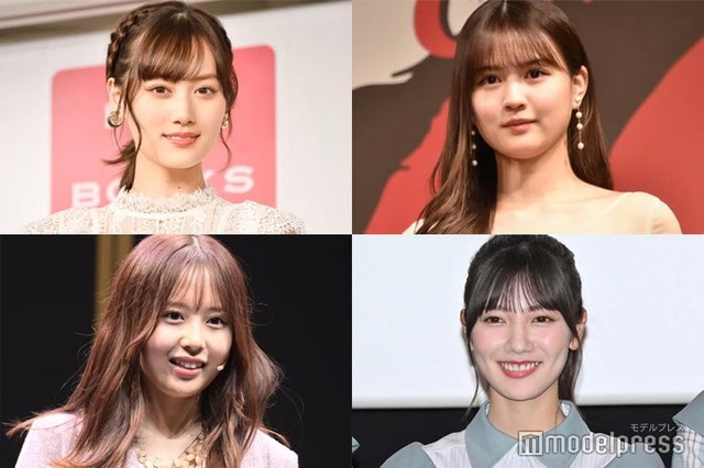 （左上から時計回りに）山下美月、中村麗乃、河田陽菜、佐藤璃果（C）モデルプレス