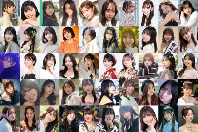 「MISS OF MISS CAMPUS QUEEN CONTEST 2024」第1弾出場者50人※左上からエントリー番号順（提供写真）