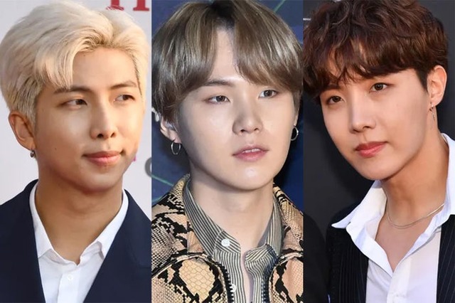 RM／Photo by Getty Images、SUGA（C）モデルプレス、J-HOPE／Photo by Getty Images