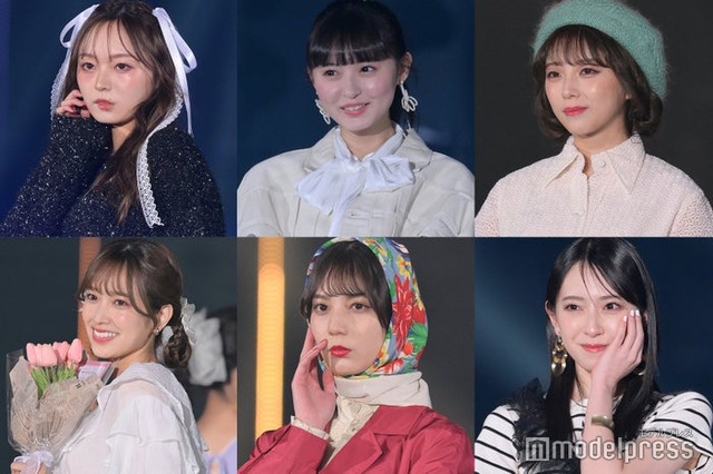 （左から時計回りに）梅澤美波、遠藤さくら、与田祐希、金村美玖、小坂菜緒、佐々木久美（C）モデルプレス