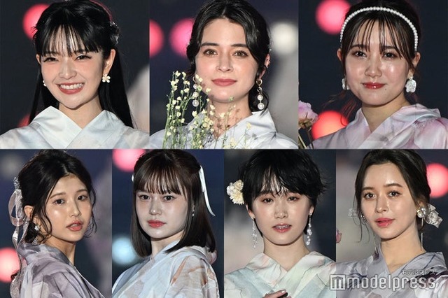 （上段左から時計回り）田中芽衣、瑛茉ジャスミン、加藤玲奈、野崎萌香、尾碕真花、野崎智子、Asaki（C）モデルプレス