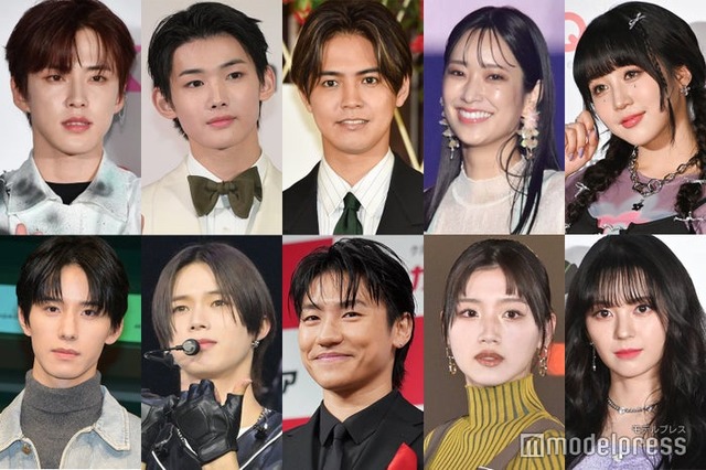 （上段左から時計回りに）河野純喜、JO、片寄涼太、佐々木久美、ヒカル、マシロ、佐々木美玲、小森隼、K、佐藤景瑚（C）モデルプレス