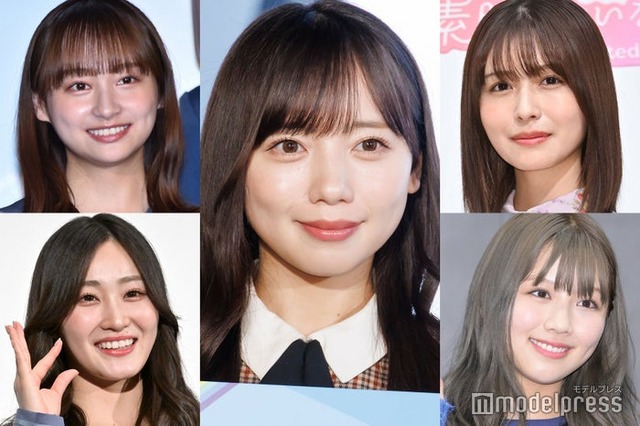 （上段左から時計回りに）影山優佳、齊藤京子、長濱ねる、渡邉美穂、潮紗理菜（C）モデルプレス