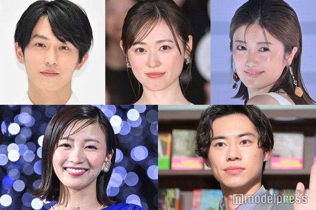 （左上から時計回り）杉野遥亮、福原遥、樋口日奈、戸塚純貴、岡崎紗絵（C）モデルプレス