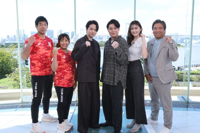 永瀬貴規選手、須崎優衣選手、菊池風磨、吉村崇、ゆうちゃみ、里崎智也（C）カンテレ