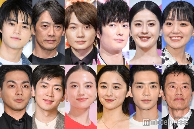 （上段左から）鈴鹿央士、反町隆史、神木隆之介、岡田将生、松本若菜、奈緒（下段左から）柳楽優弥、松下洸平、清原果耶、堀田真由、竜星涼、遠藤憲一（C）モデルプレス