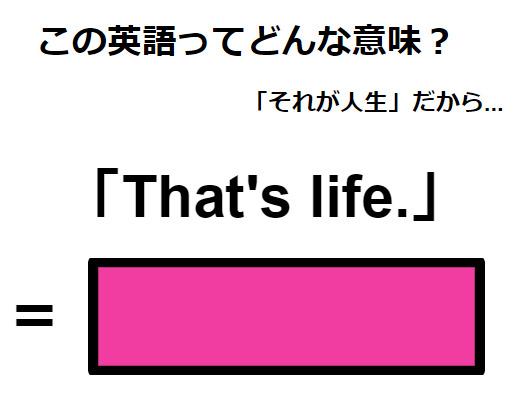 この英語ってどんな意味？「That’s life. 」