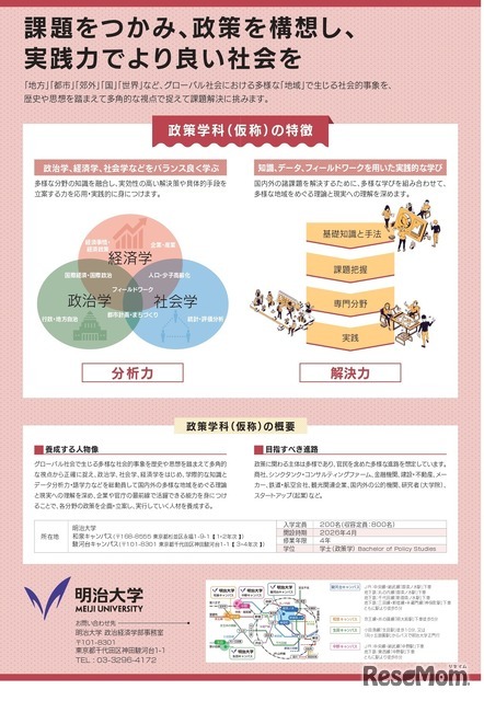 政治経済学部「政策学科（仮称）」新設予定