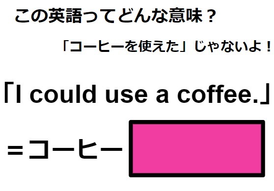 この英語ってどんな意味？「I could use a coffee.」