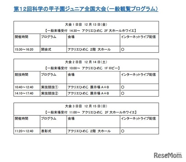 一般観覧プログラム