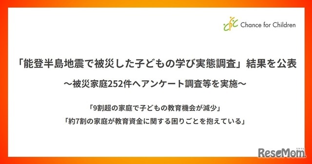 能登半島地震で被災した子どもの学び実態調査