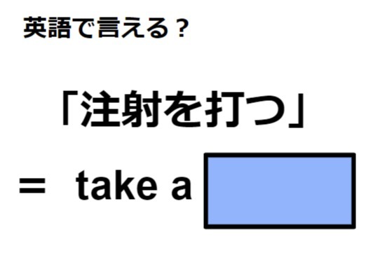 英語で「注射を打つ」はなんて言う？