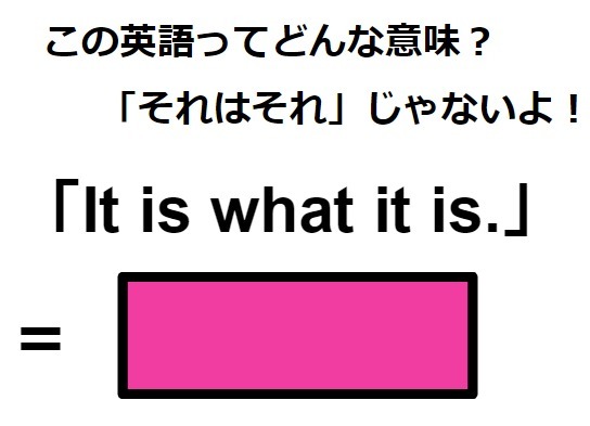 この英語ってどんな意味？「It is what it is.」