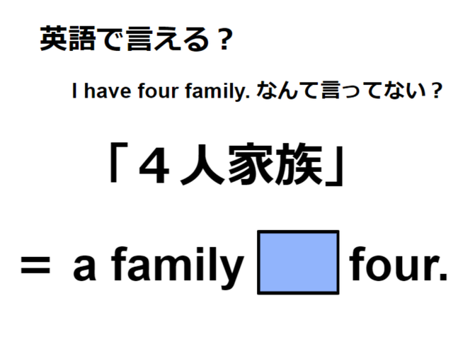 英語で「４人家族」はなんて言う？