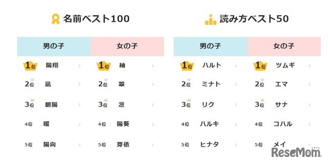 2024年生まれの子供の名前に関する調査結果